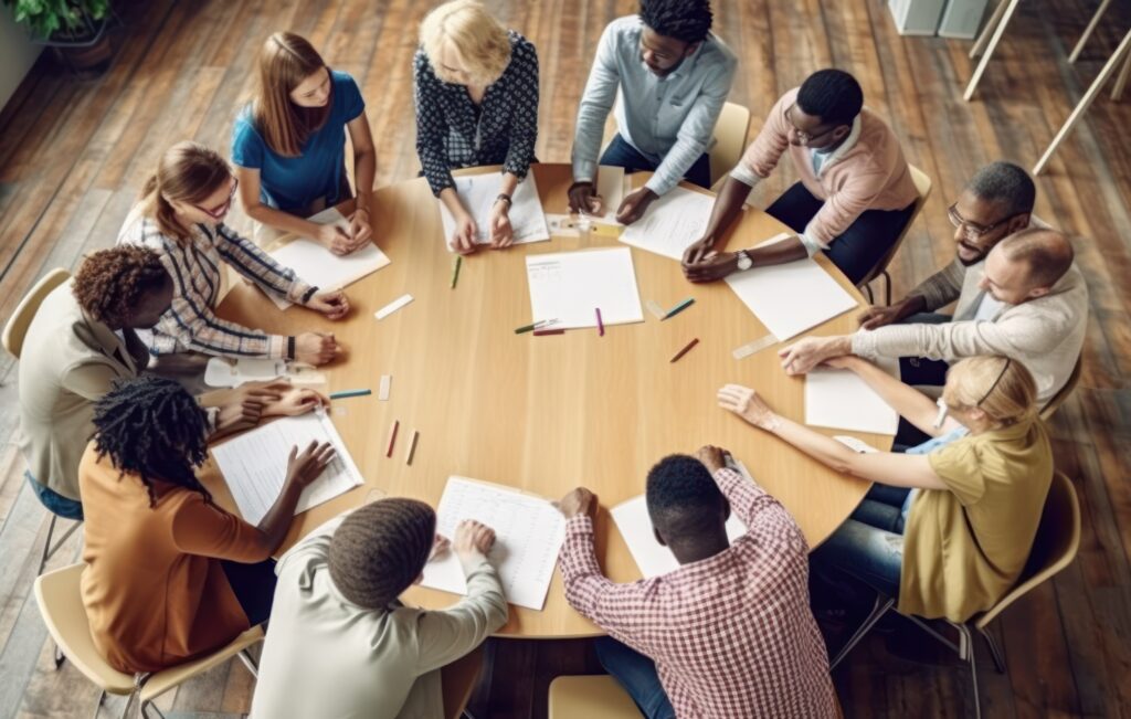 Business people having discussion, dispute or disagreement at meeting or negotiations. AI Generative